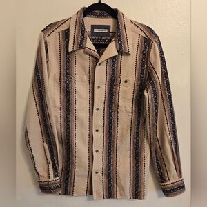 32 Bar Blues Cotton Flannel Shacket Shirt Jac Western Size Small